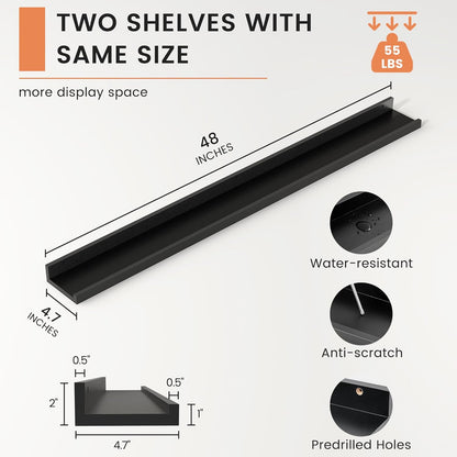 ShelfLoft 4.7"D x 2"H Black Picture Ledge Floating Shelves