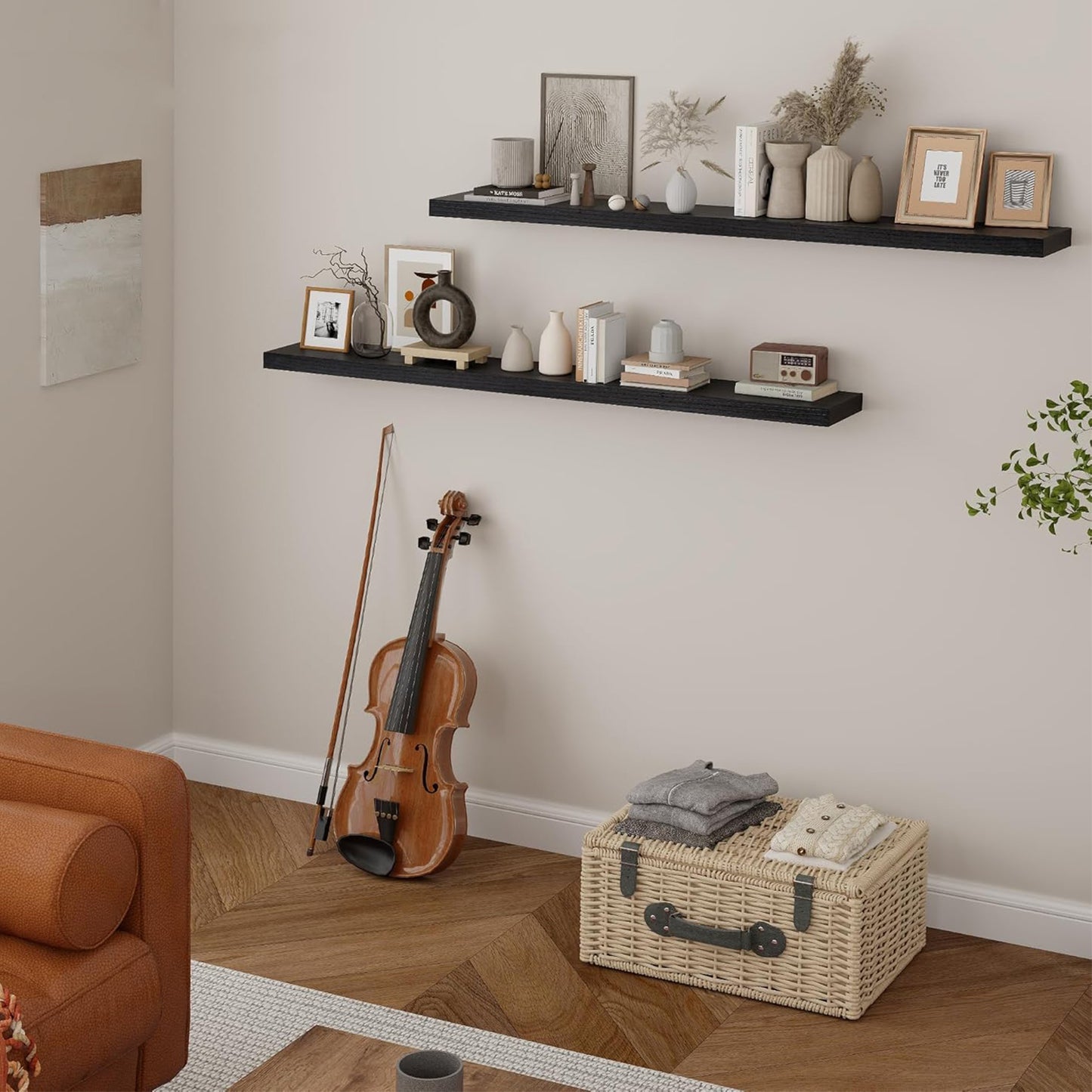 ShelfLoft 6.8 Inch Deep Natural Paulownia Wood Floating Shelves