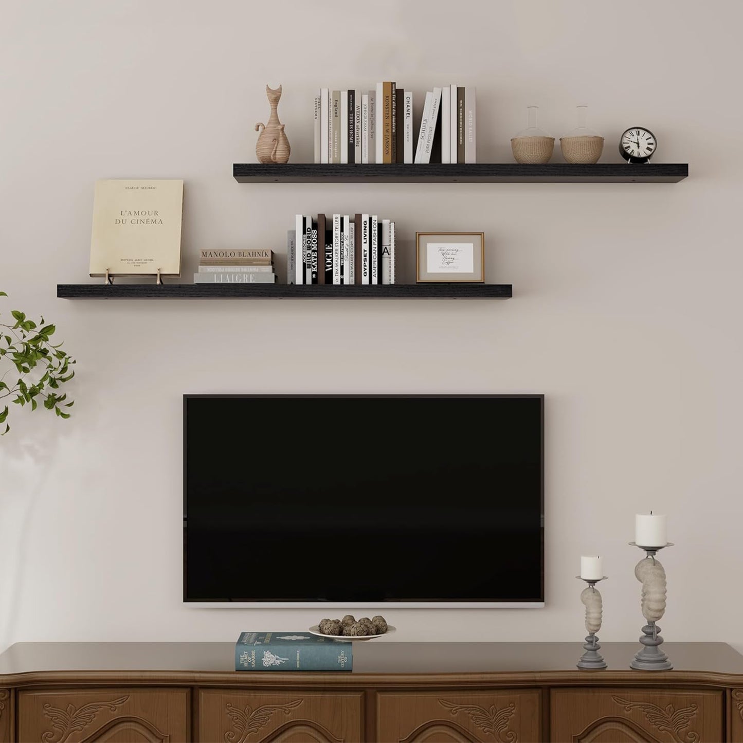 ShelfLoft 48" Wide x 6.8" Deep Natural Paulownia Wood Floating Shelves, 2 Pack