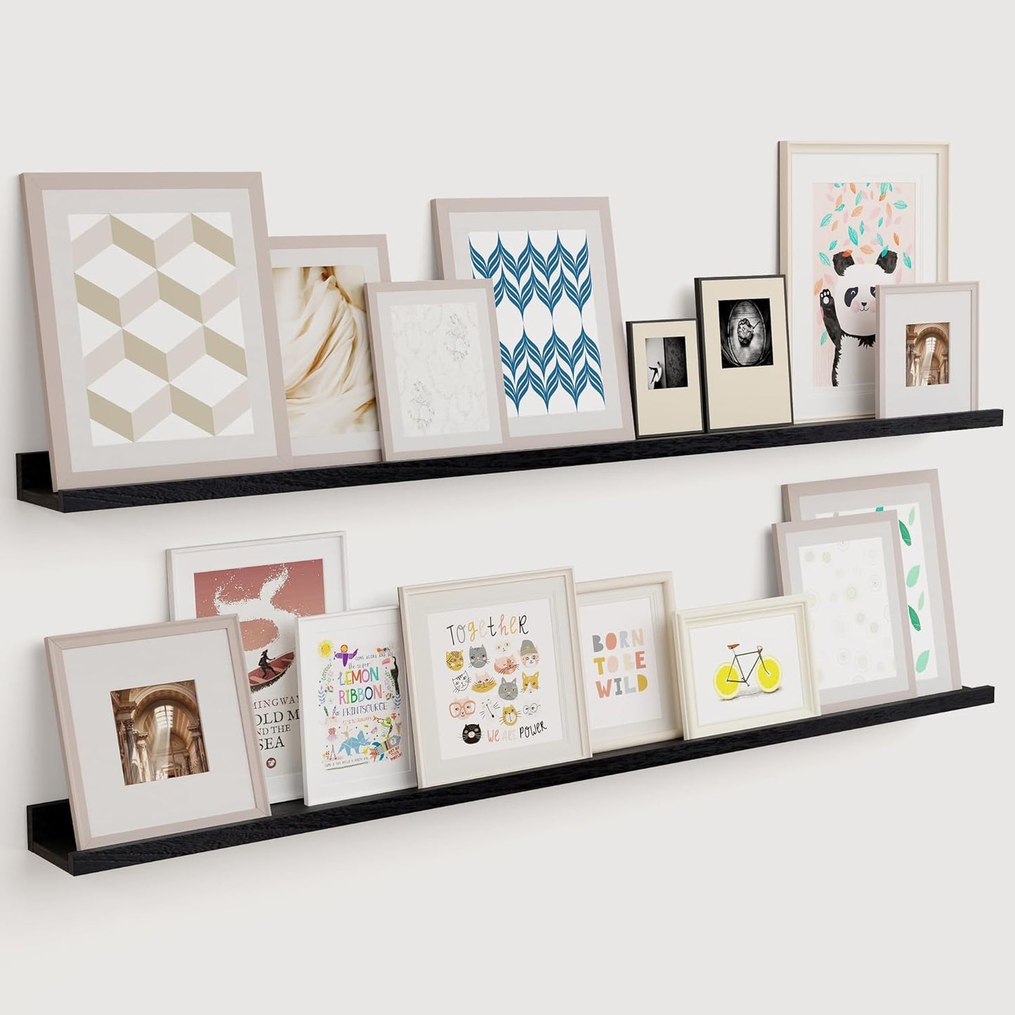 ShelfLoft 5.12"D x 2.2"H Distressed Black Picture Ledge Wall Floating Shelves with Lip