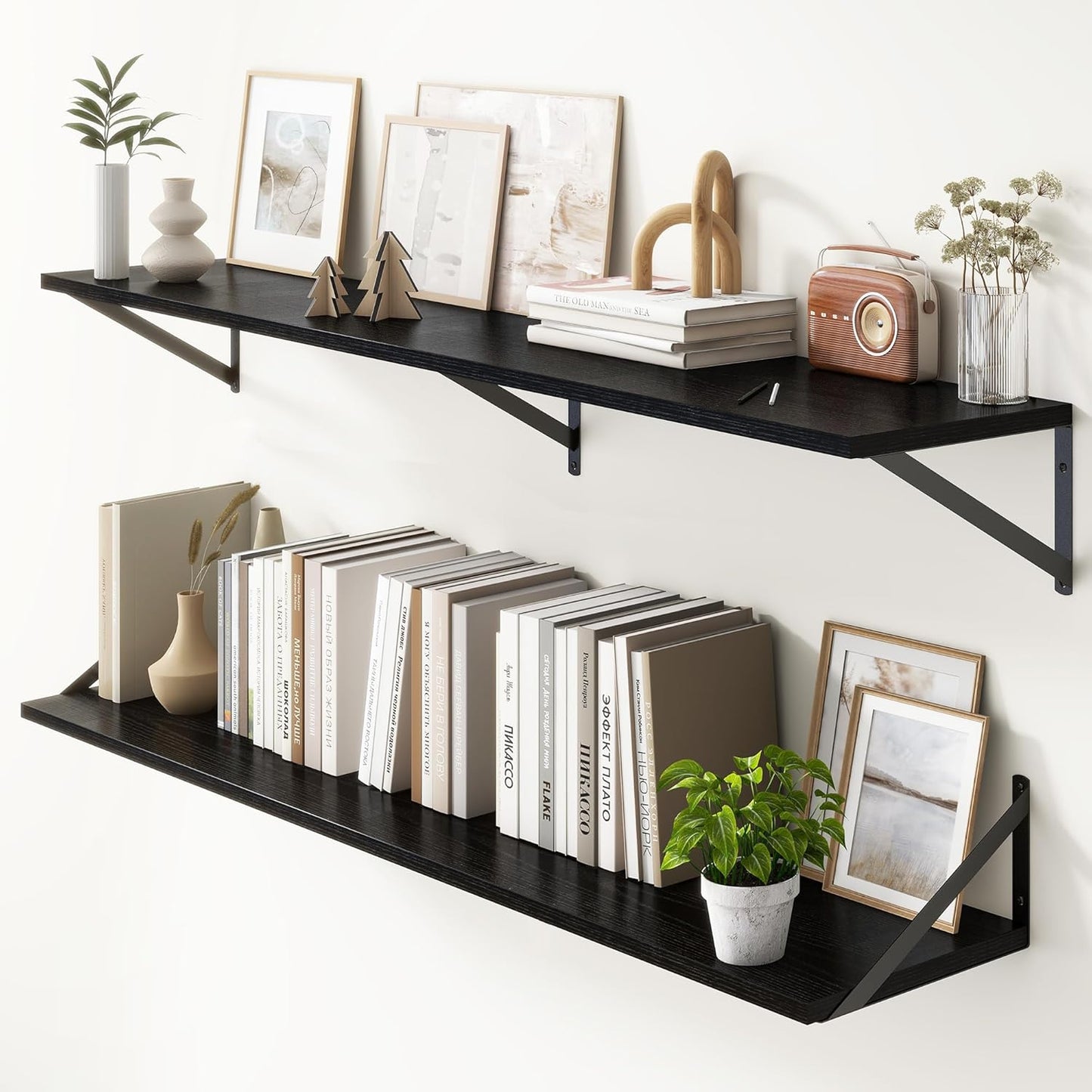 ShelfLoft 12 Inch Deep Wall Display&Storage Floating Shelves with Visible Brackets