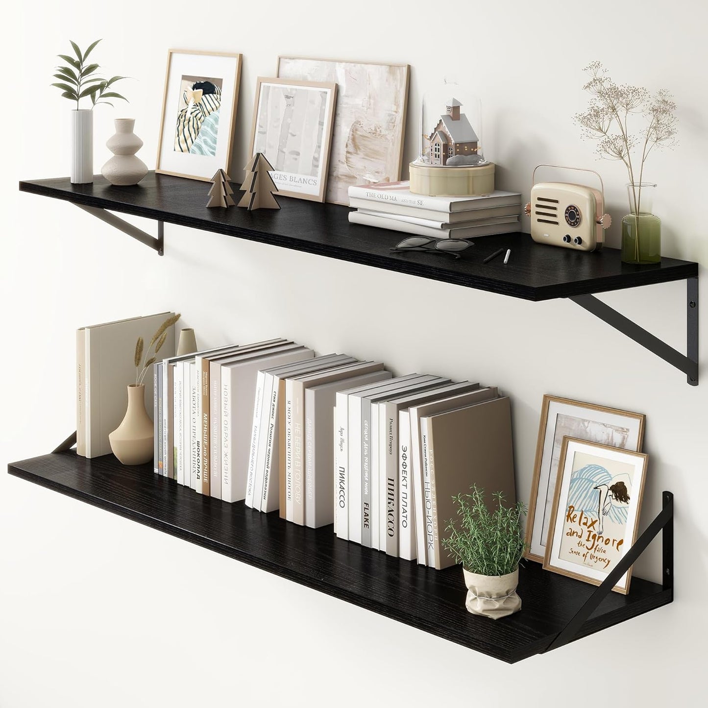 ShelfLoft 12 Inch Deep Wall Display&Storage Floating Shelves with Visible Brackets