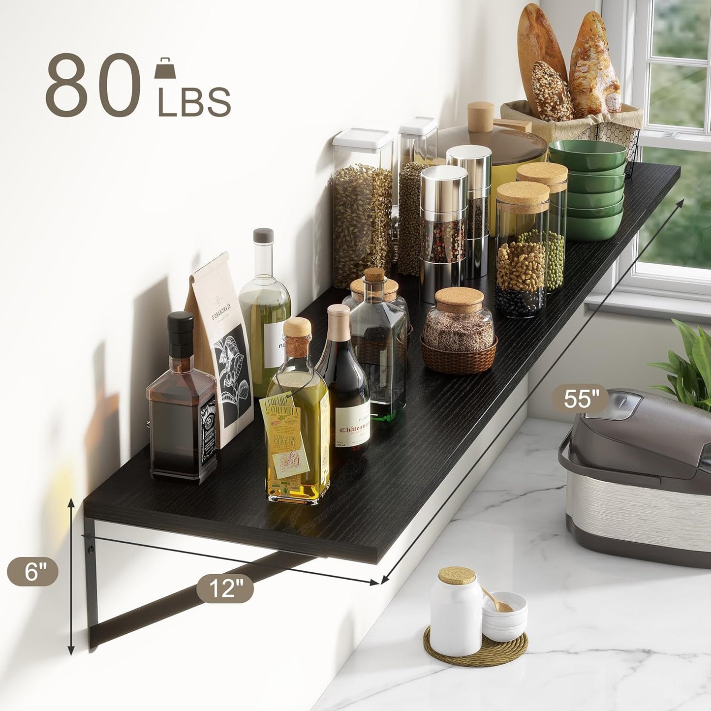 ShelfLoft 12 Inch Deep Wall Display&Storage Floating Shelves with Visible Brackets