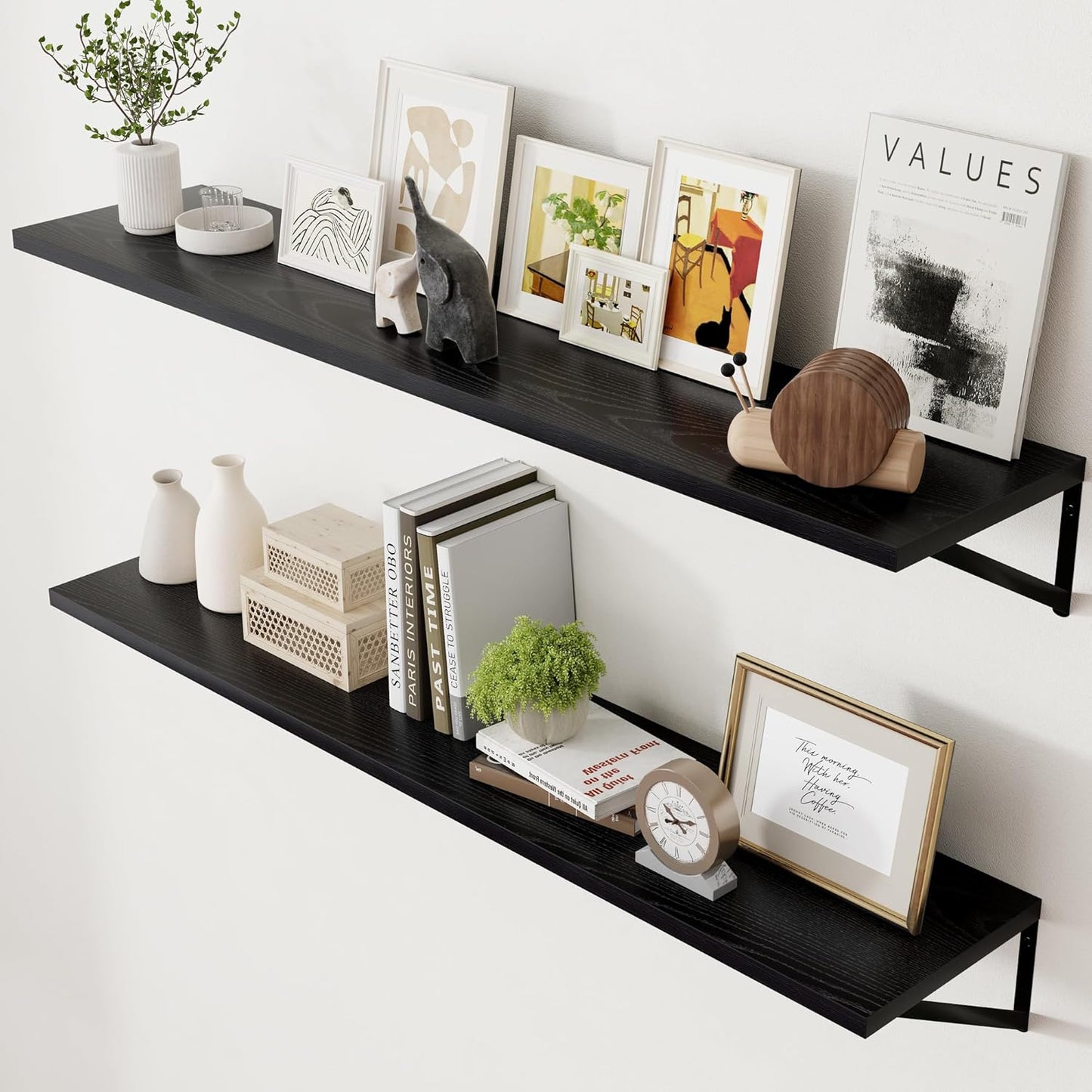 ShelfLoft 8"D x 4.9"H Black Wall Mounted Floating Shelves