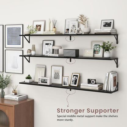 ShelfLoft 55" Wide x 8" Deep Floating Shelves with Brackets, Black-2 Pack