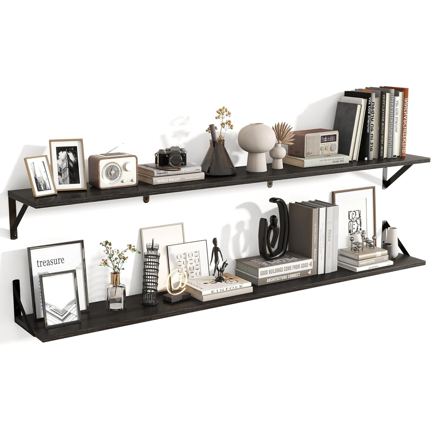 ShelfLoft 8"D x 4.9"H Black Wall Mounted Floating Shelves