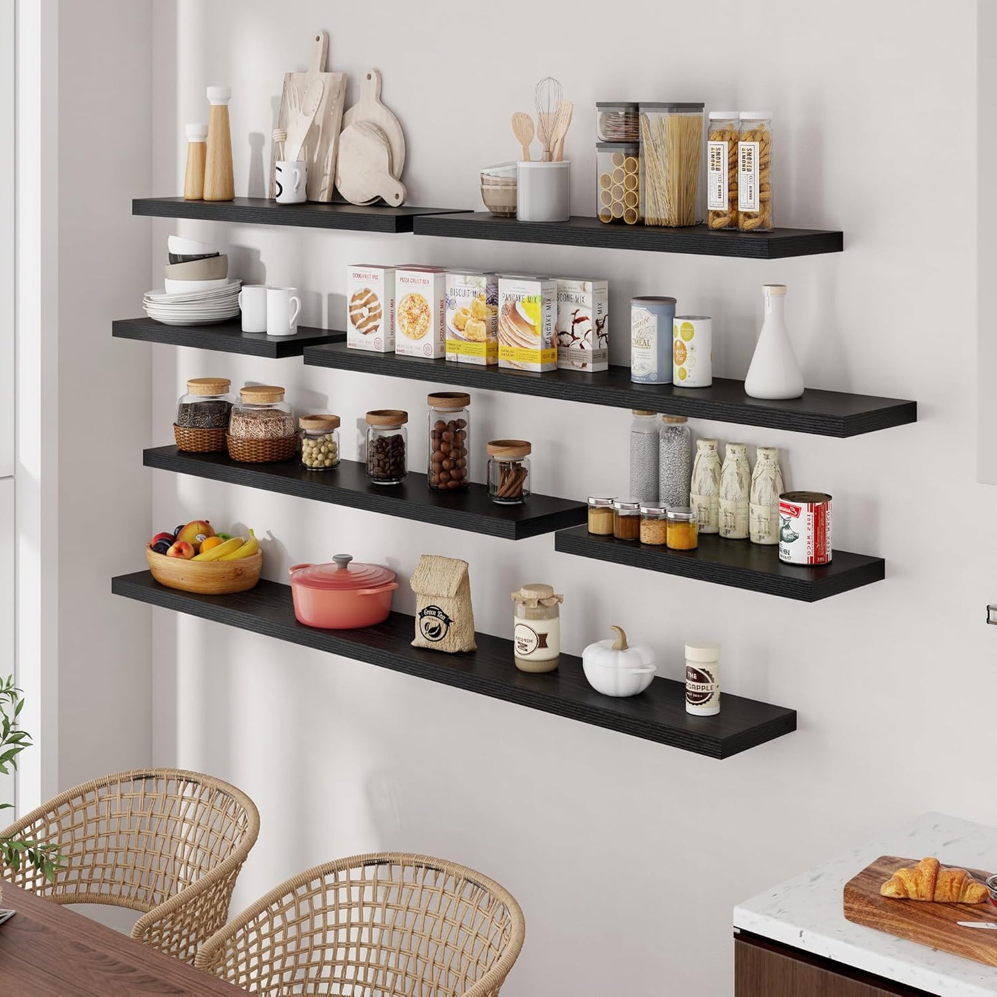 ShelfLoft 9.3"D x 1.5"H Black Floating Shelves for Wall Storage