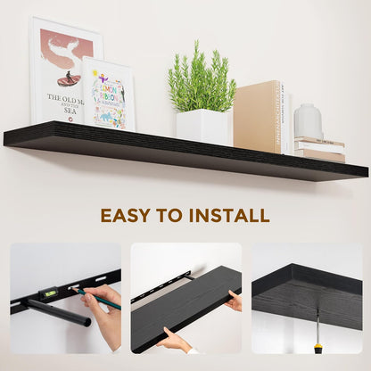 ShelfLoft 55" Wide x 9.3" Deep Floating Shelves for Wall Storage,Black-1 Pack