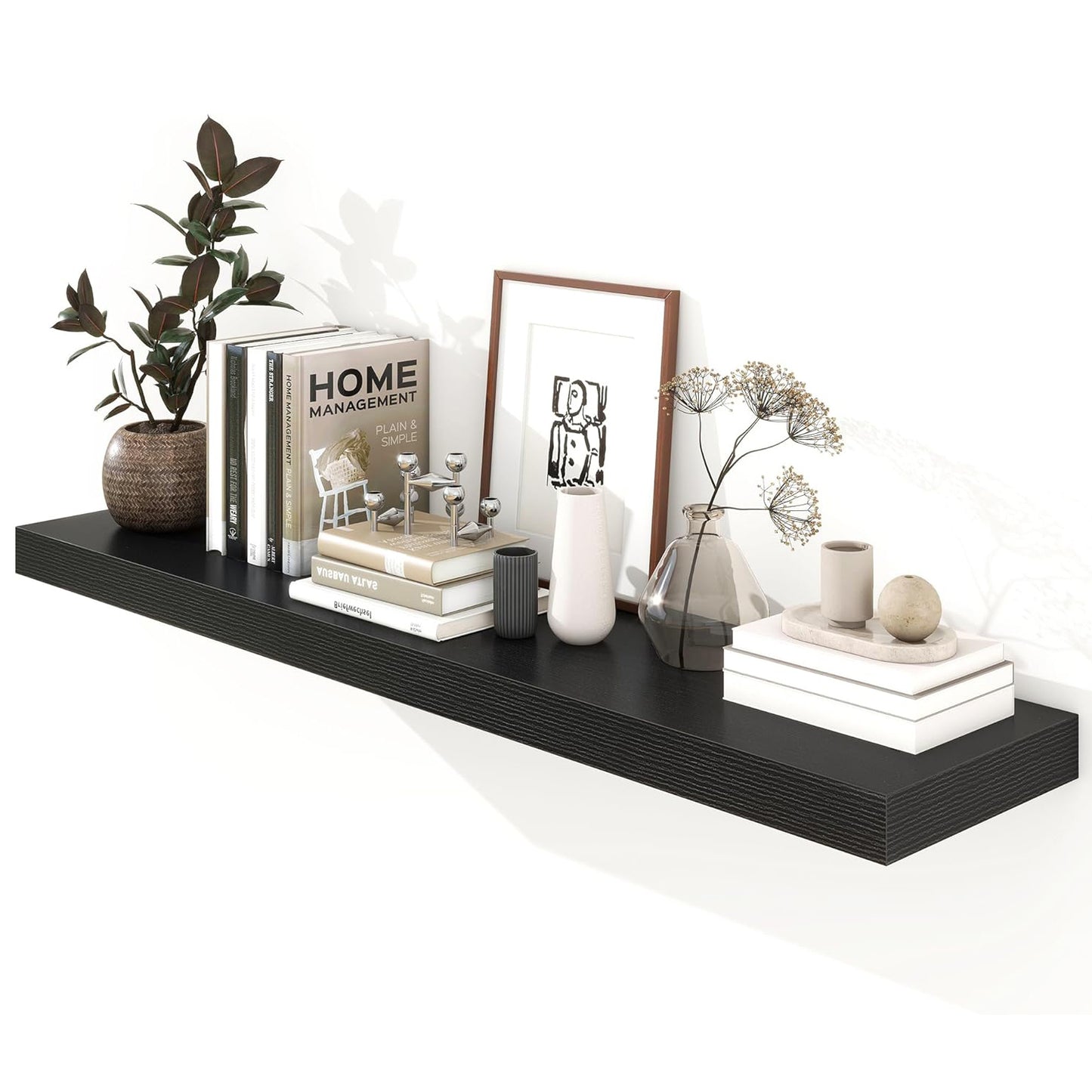 ShelfLoft 11.6"D x 2"H Black Floating Shelves for Wall Storage