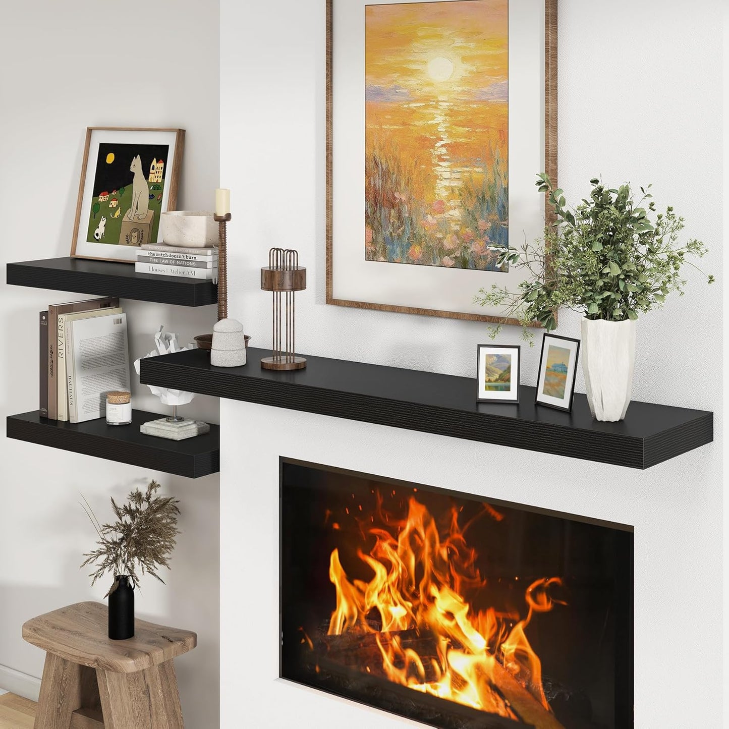 ShelfLoft 55"W x 11.6"D Black Floating ShelvesBlack Floating Shelves Long Wall Display Shelf, 1 Pack