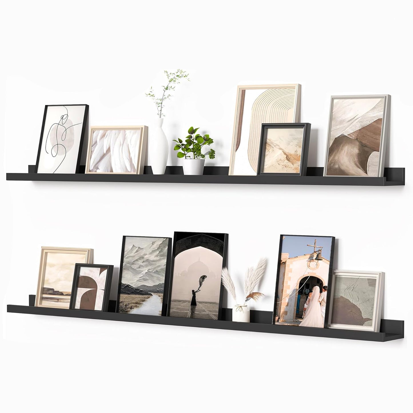 ShelfLoft 4.5 Inch Deep Picture Ledge Shelf Wall Floating Shelves with Lip,Set of 2