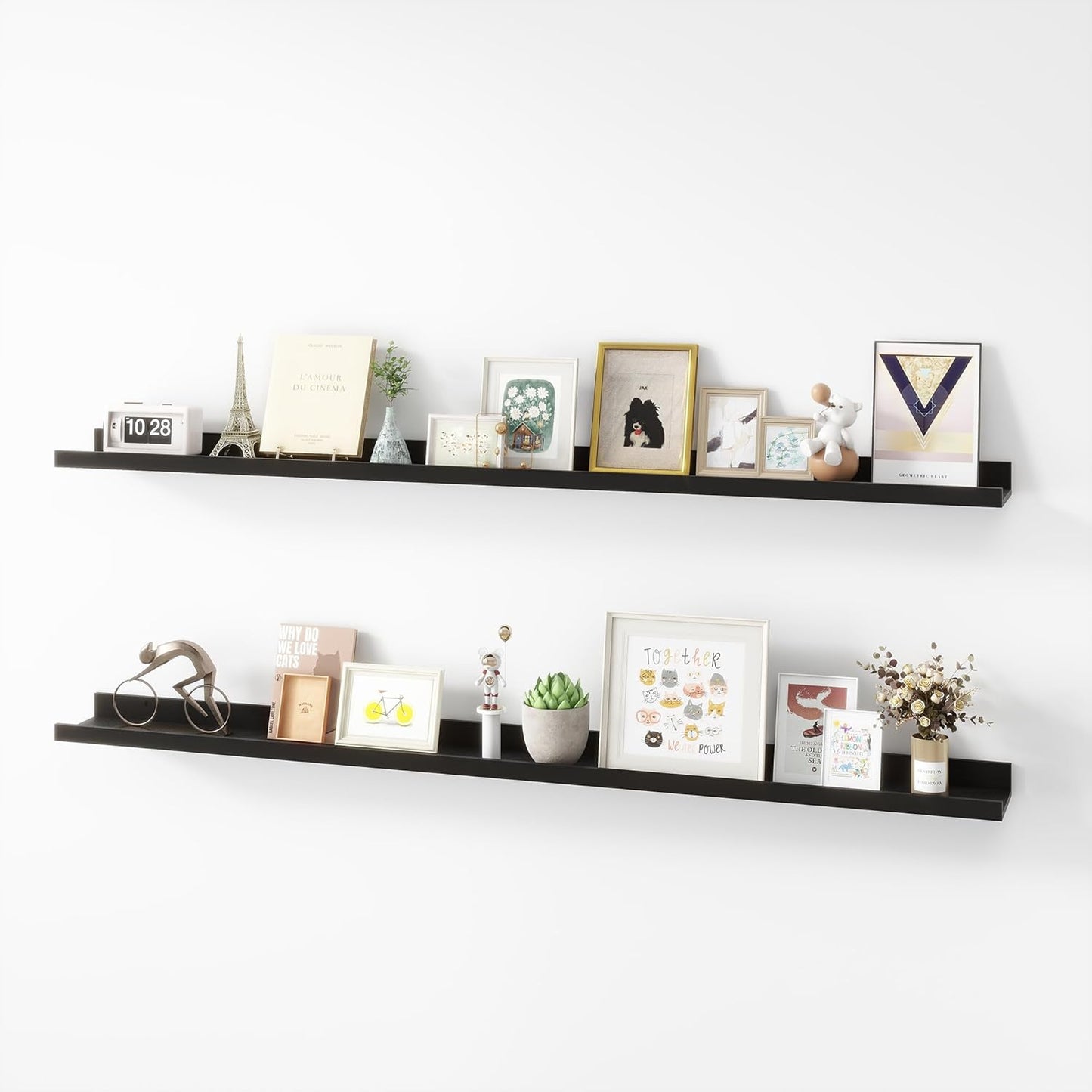 ShelfLoft 5"D x 1.8“H Black Picture Ledge Shelf Wood Floating Shelves