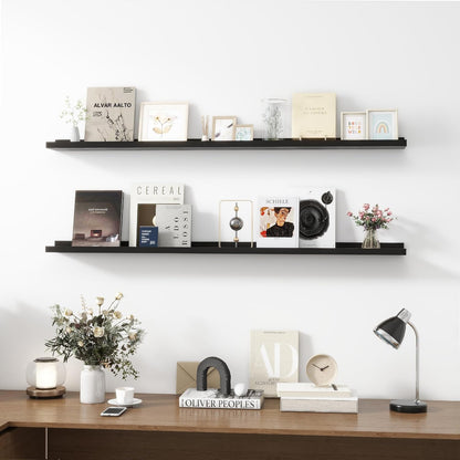 ShelfLoft 5"D x 1.8“H Black Picture Ledge Shelf Wood Floating Shelves