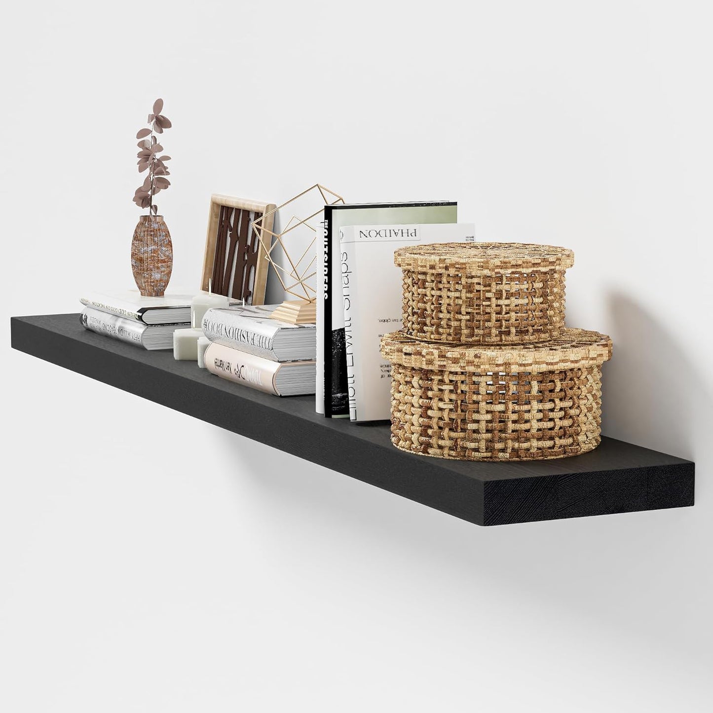 ShelfLoft 8 Inch Deep Solid Ash Wood Floating Shelves