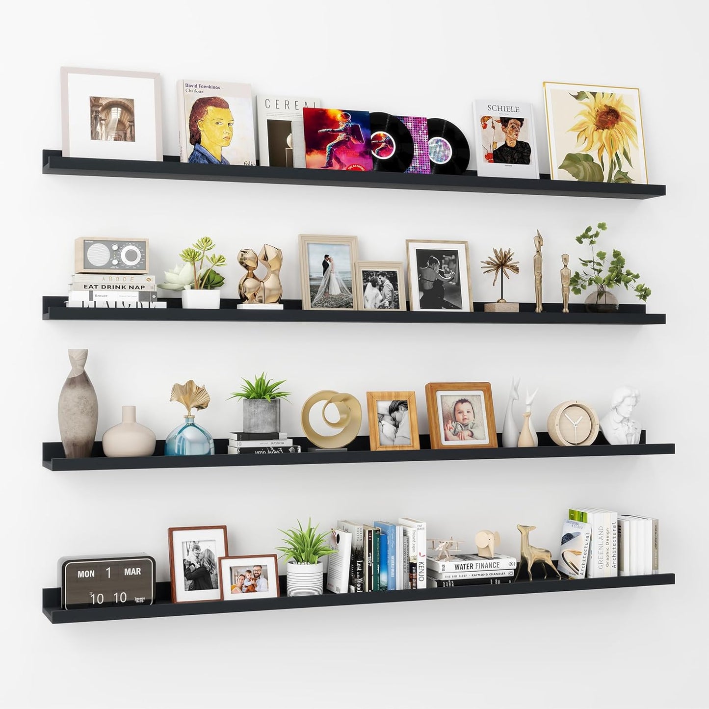 ShelfLoft 5.5"D x 2"H Black Picture Ledge Shelf Wall Display Floating Shelves with Lip