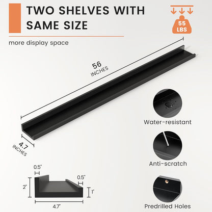 ShelfLoft 4.7"D x 2"H Black Picture Ledge Floating Shelves