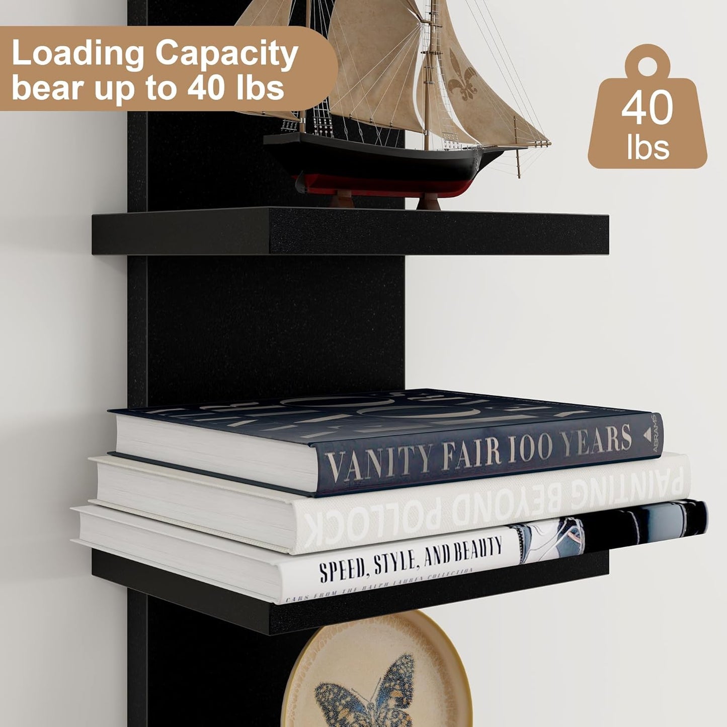 ShelfLoft 5 Tier 5.5" Deep Floating Storage Wall Shelf Unit