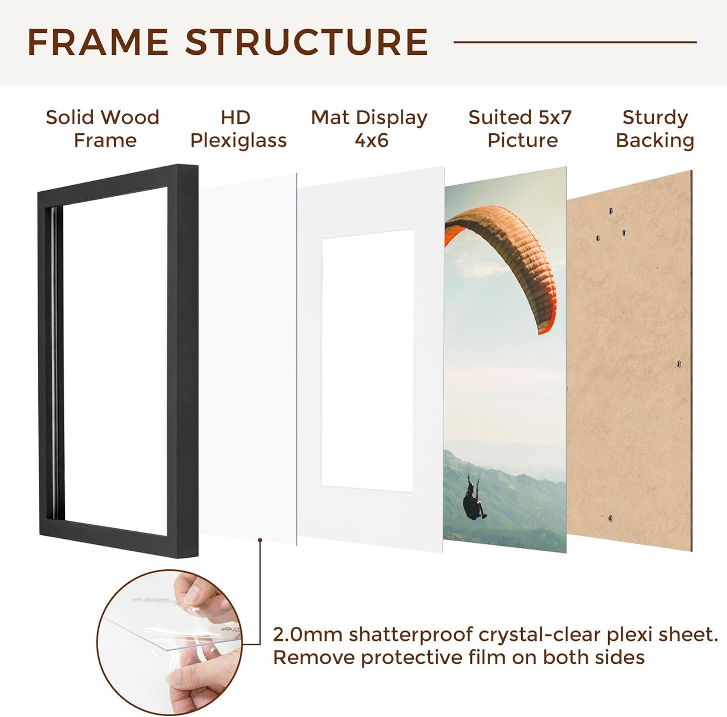 ShelfLoft Nature Solid Wood Photo Frames with Plexiglass