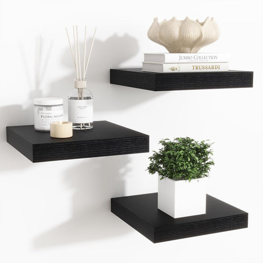 Shelfloft 3-Piece 7.5 Inch Square Floating Cornor Shelves for Small Space Storage