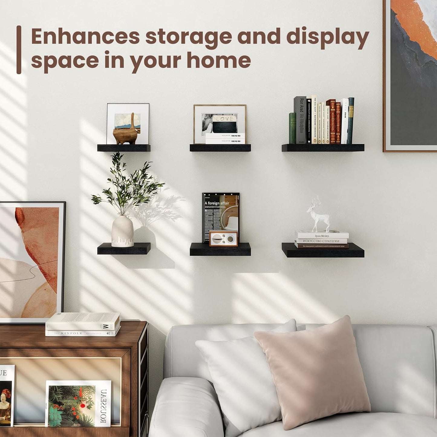 Shelfloft 3-Piece 7.5 Inch Square Floating Cornor Shelves for Small Space Storage