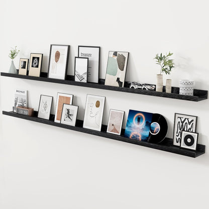 ShelfLoft 4.7 Inch Deep Solid Oak Wood Picture Ledge Shelf, Set of 2