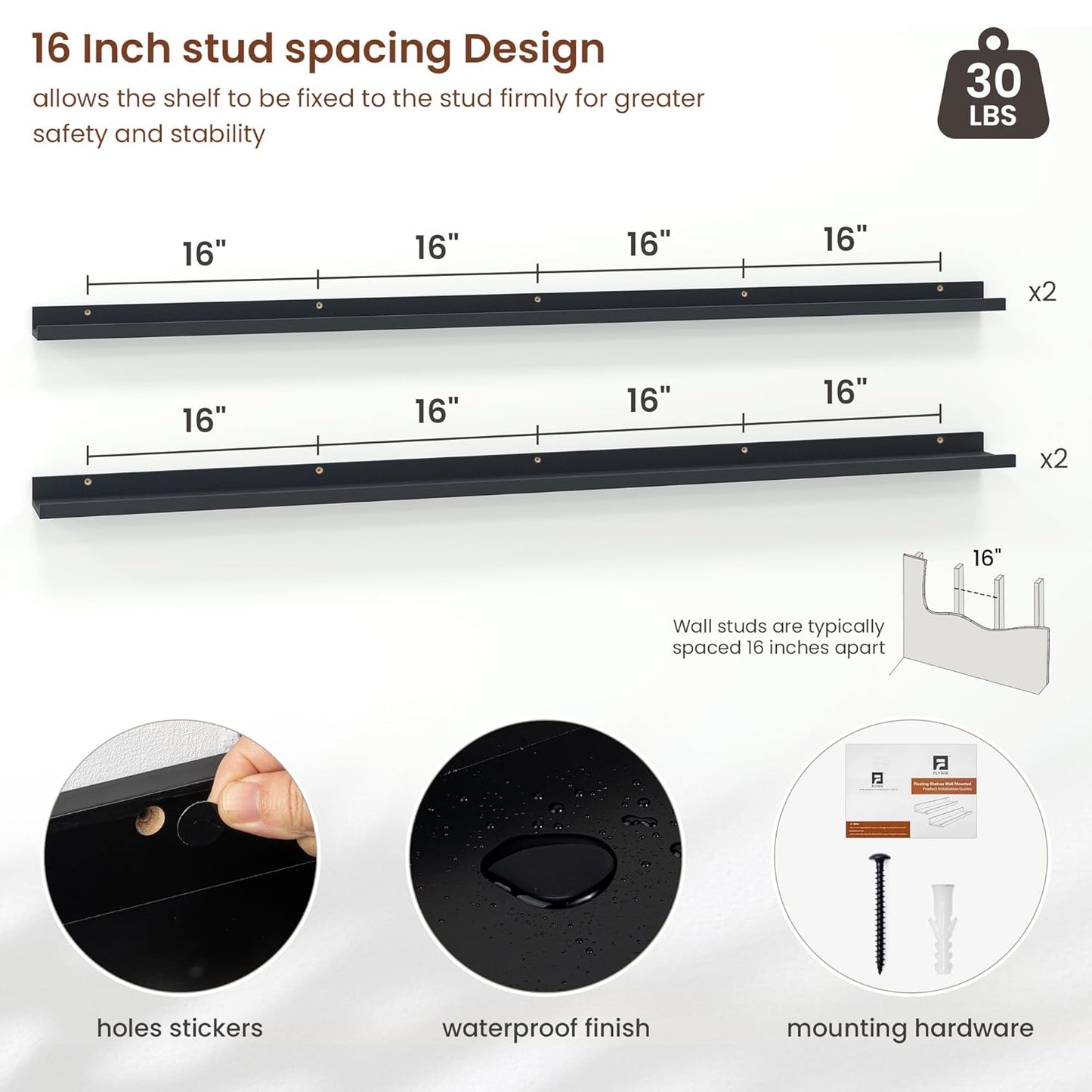 ShelfLoft 5.5 Inch Deep Picture Ledge Shelf Wall Display Floating Shelves with Lip