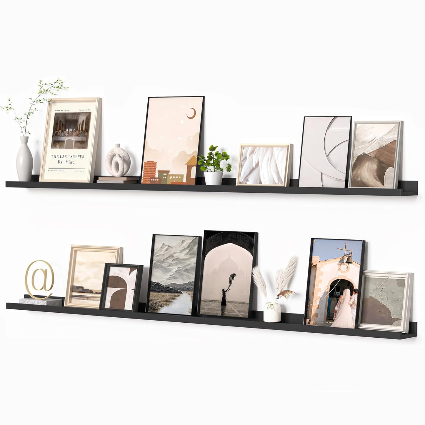 ShelfLoft 72" Wide x 4.7" Deep Picture Ledge Shelf Wall Floating Shelves with Lip,Set of 2