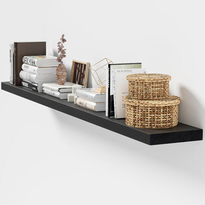 ShelfLoft 8 Inch Deep Solid Ash Wood Floating Shelves