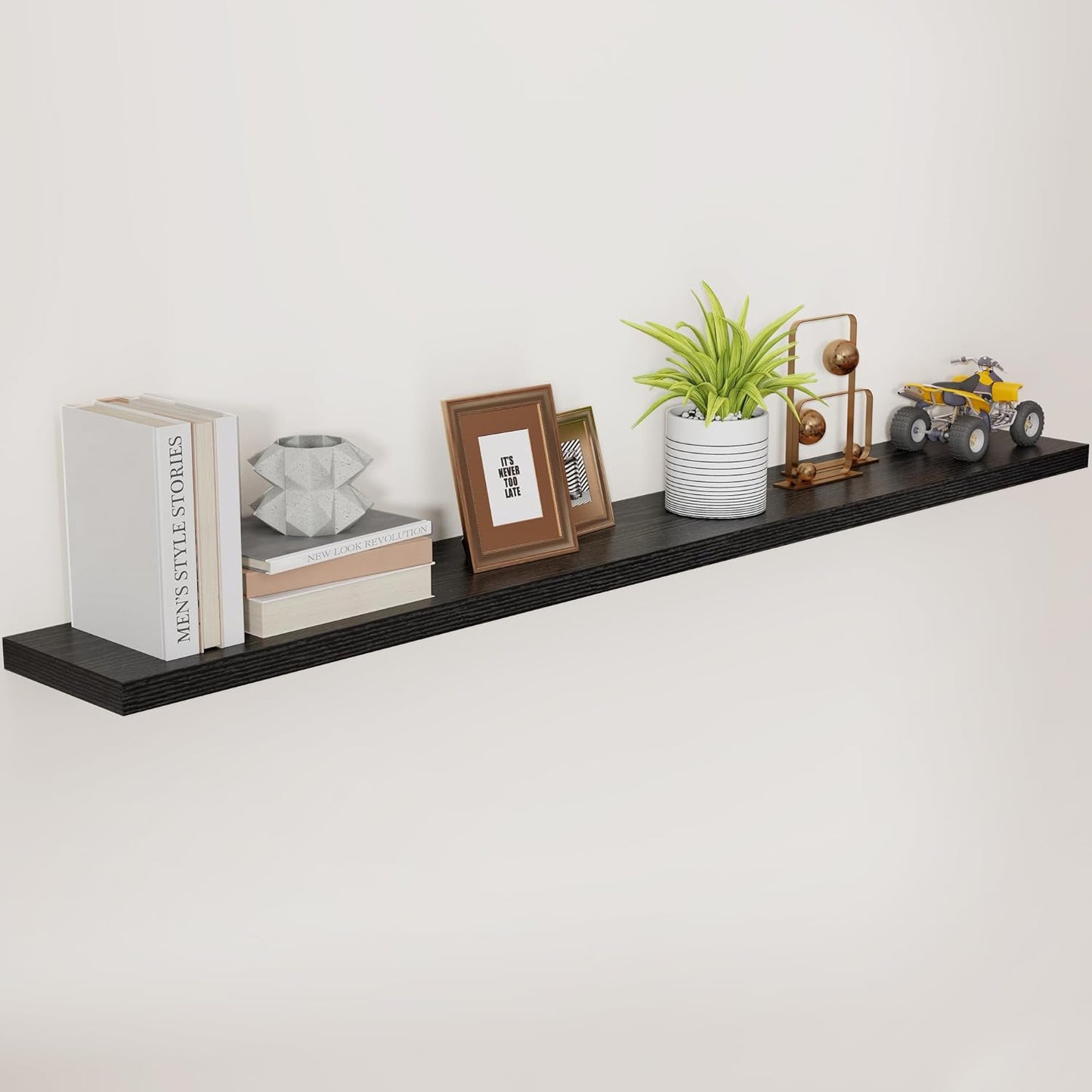 ShelfLoft 72" Wide x 9.3" Deep Floating Shelves for Wall Storage,Black-1 Pack