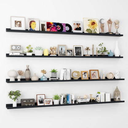 ShelfLoft 5.5"D x 2"H Black Picture Ledge Shelf Wall Display Floating Shelves with Lip