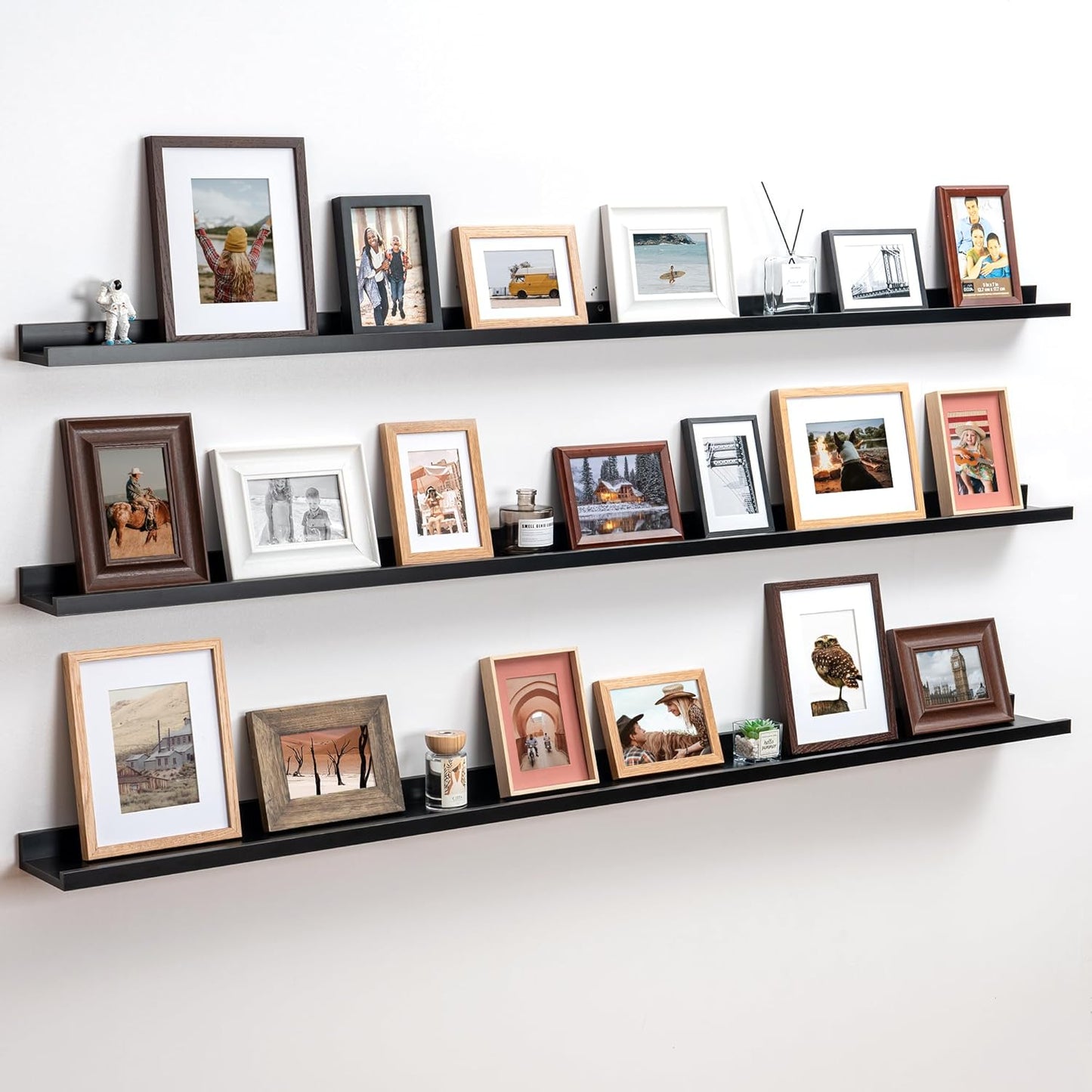 ShelfLoft 5.7 Inch Deep Picture Ledge Shelf Floating Shelves with Lip, Set of 3