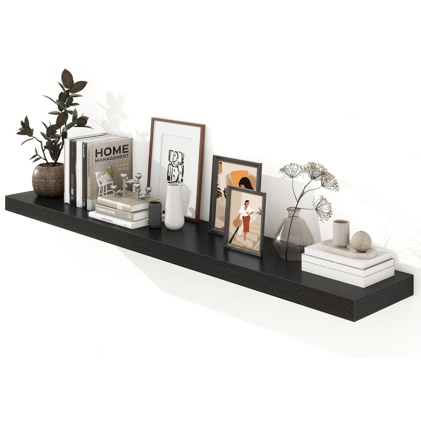 ShelfLoft 11.6"D x 2"H Black Floating Shelves for Wall Storage