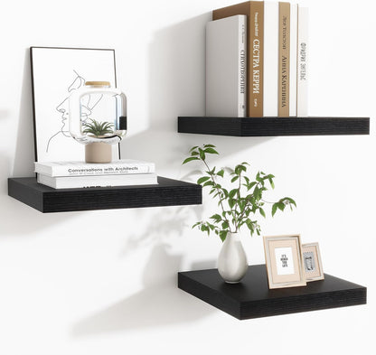 Shelfloft 3-Piece 7.5 Inch Square Floating Cornor Shelves for Small Space Storage