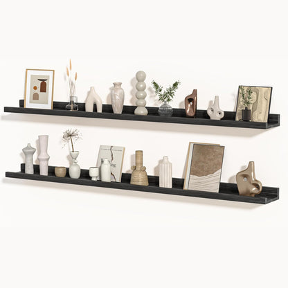 Shelfloft 4.7 Inch Deep Picture Ledge Shelf Rustic Fir Hardwood Floating Wall Shelves with Lip