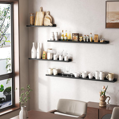 Shelfloft 4.7 Inch Deep Picture Ledge Shelf Rustic Fir Hardwood Floating Wall Shelves with Lip