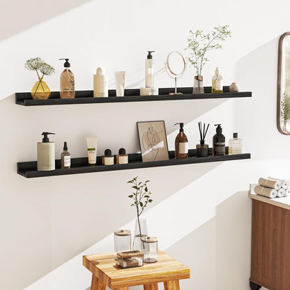 Shelfloft 4.7 Inch Deep Picture Ledge Shelf Rustic Fir Hardwood Floating Wall Shelves with Lip