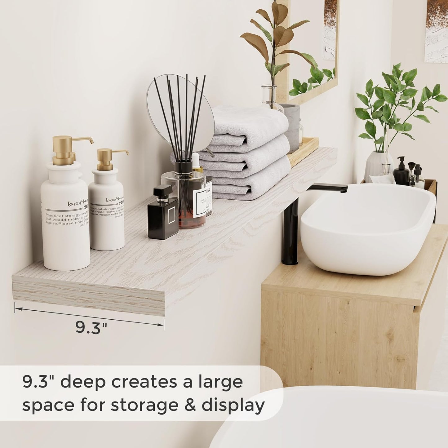 ShelfLoft 9.3"D x 1.5"H Birch Floating Shelves for Wall Storage