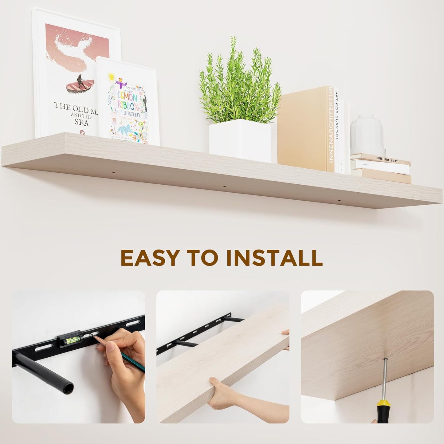 ShelfLoft 55" Wide x 9.3" Deep Floating Shelves for Wall Storage,1 Pack