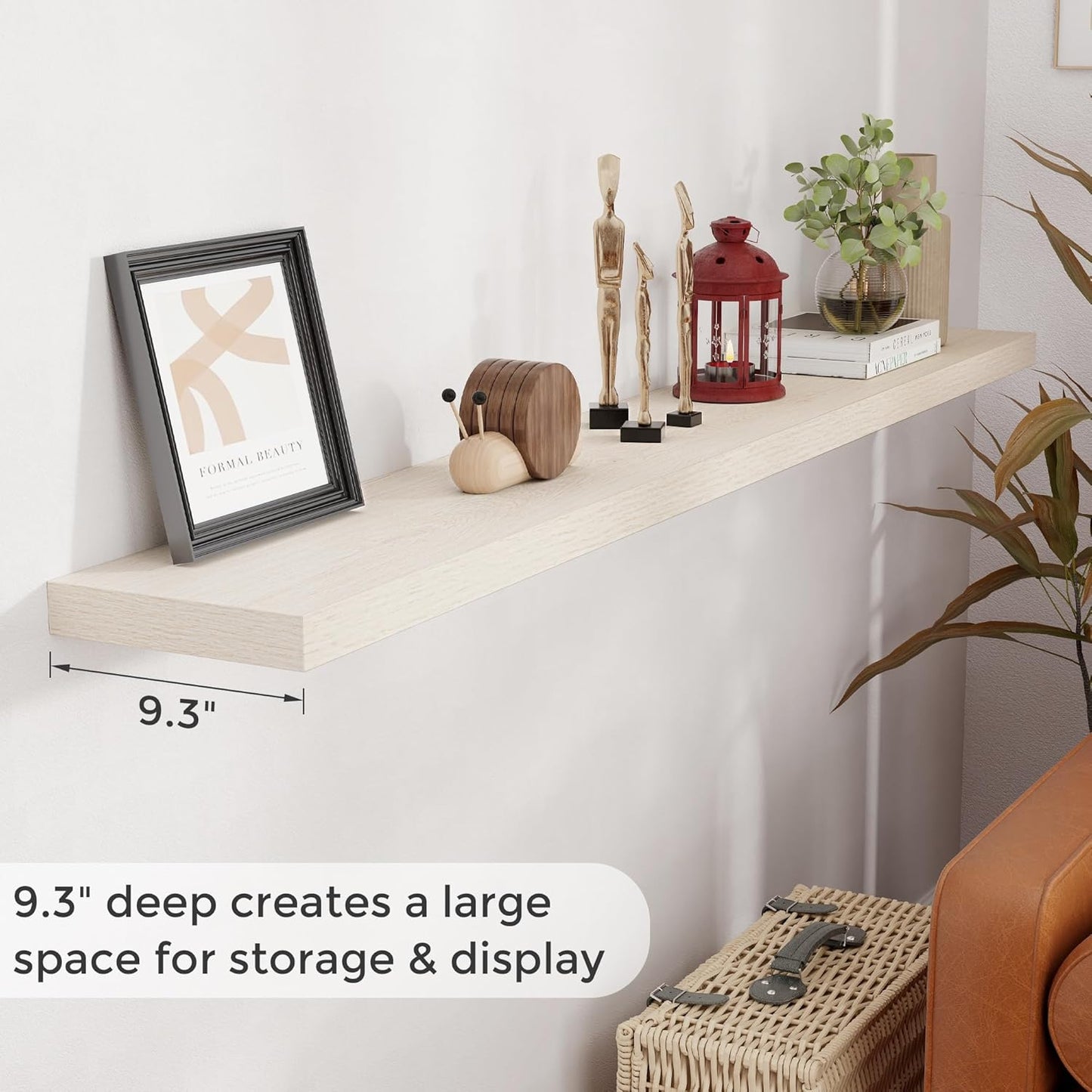 ShelfLoft 9.3"D x 1.5"H Birch Floating Shelves for Wall Storage