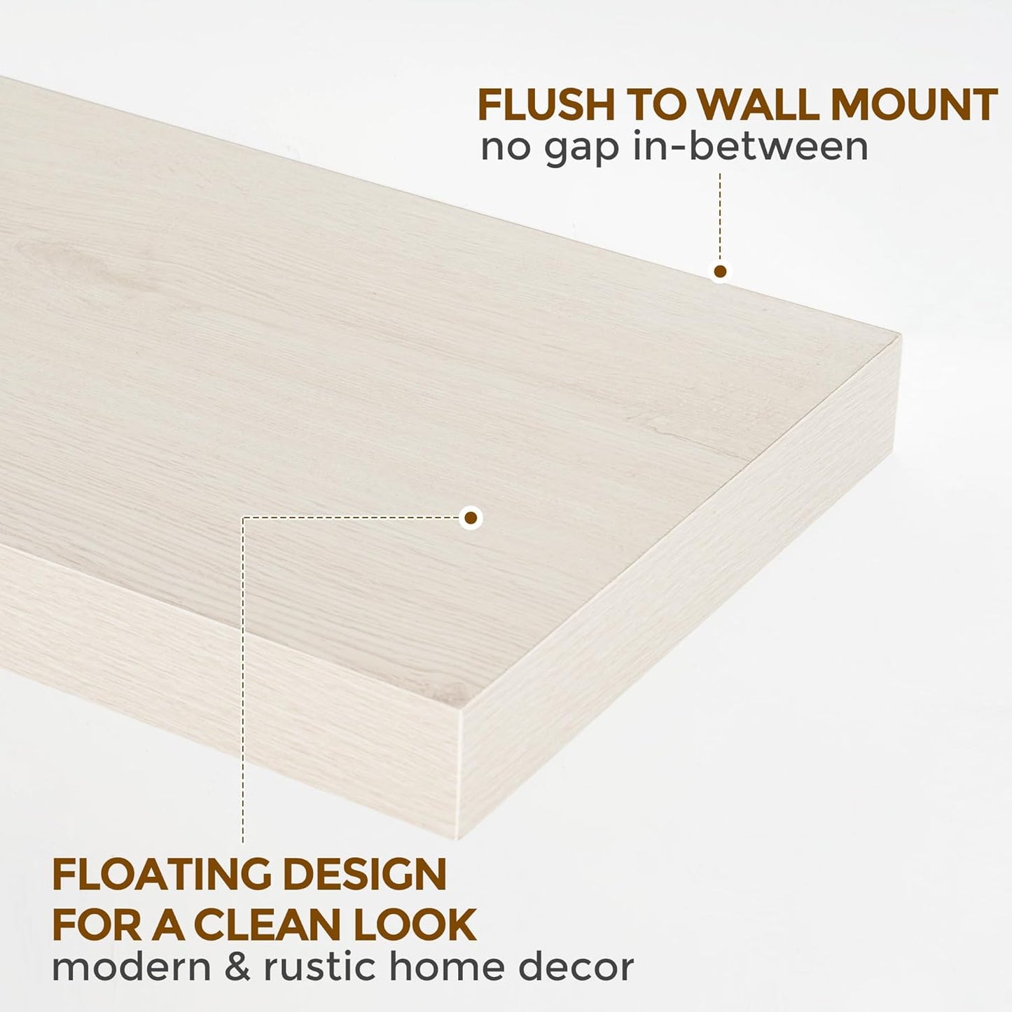 ShelfLoft 9.3"D x 1.5"H Birch Floating Shelves for Wall Storage