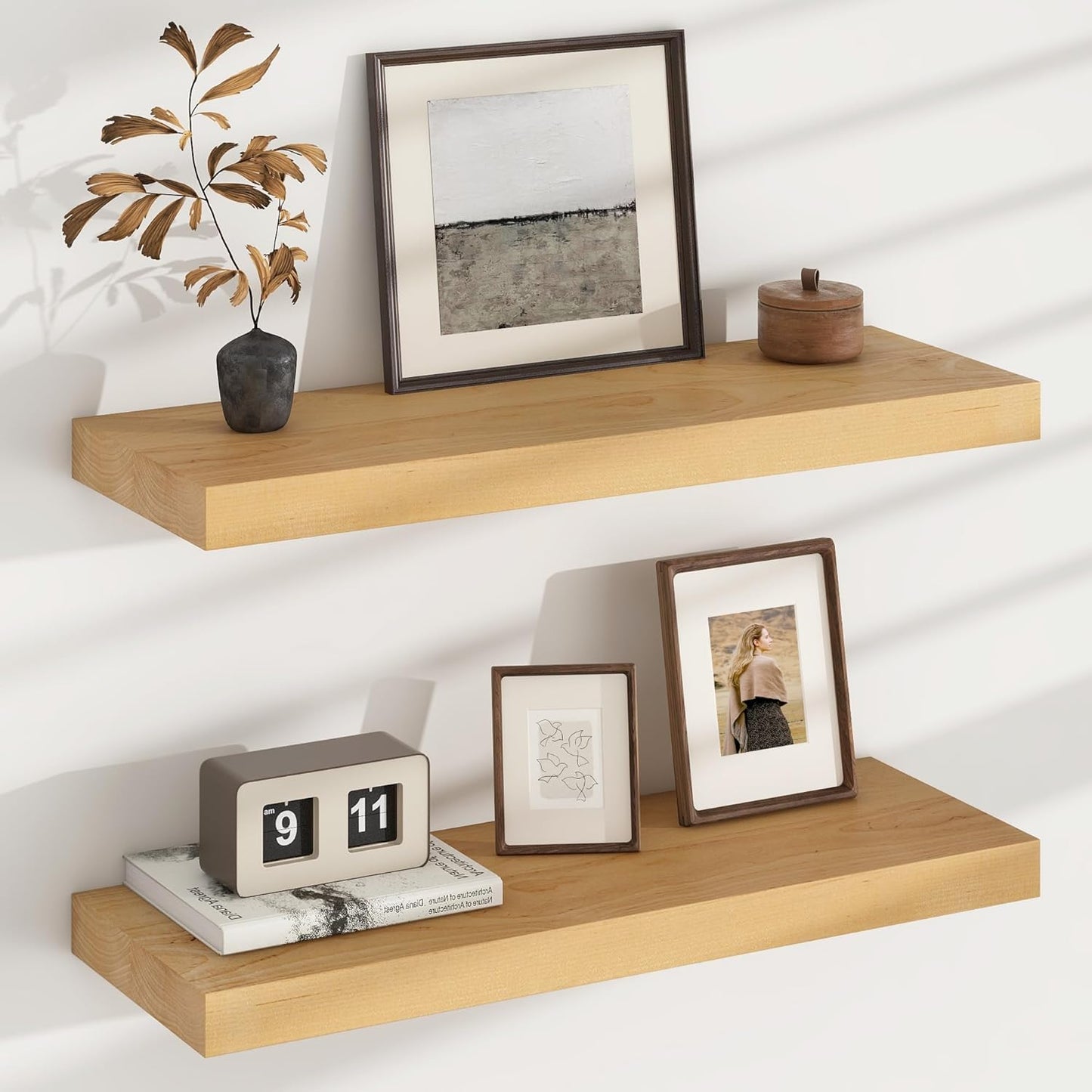 ShelfLoft 8 Inch Deep USA-Sourced Wood Floating Shelves for Wall