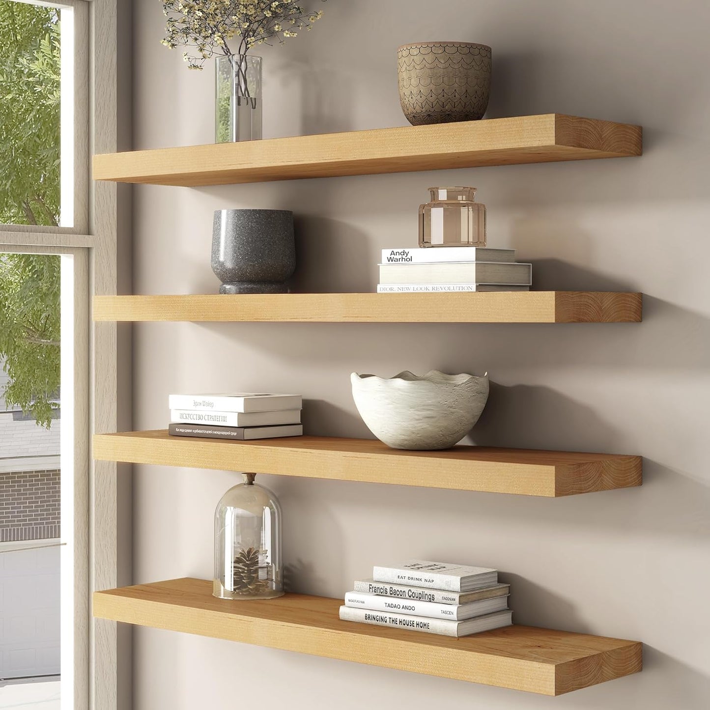 ShelfLoft 8 Inch Deep USA-Sourced Wood Floating Shelves for Wall