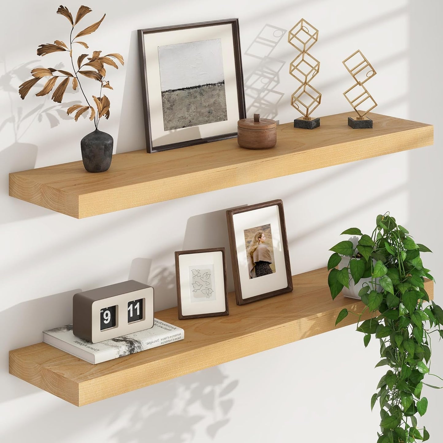 ShelfLoft 8"D x 1.4"H USA-Sourced Birch Wood Floating Shelves for Wall