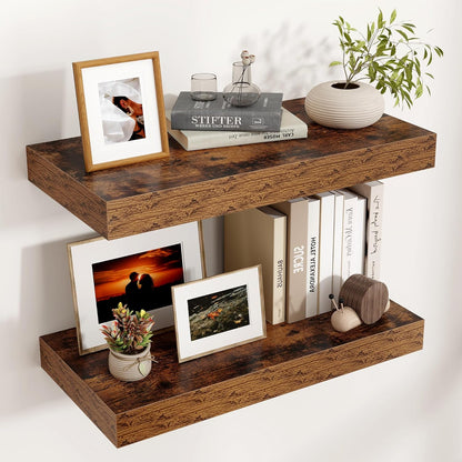 Shelfloft 12 Inch Deep Long Wood Floating Wall Shelves