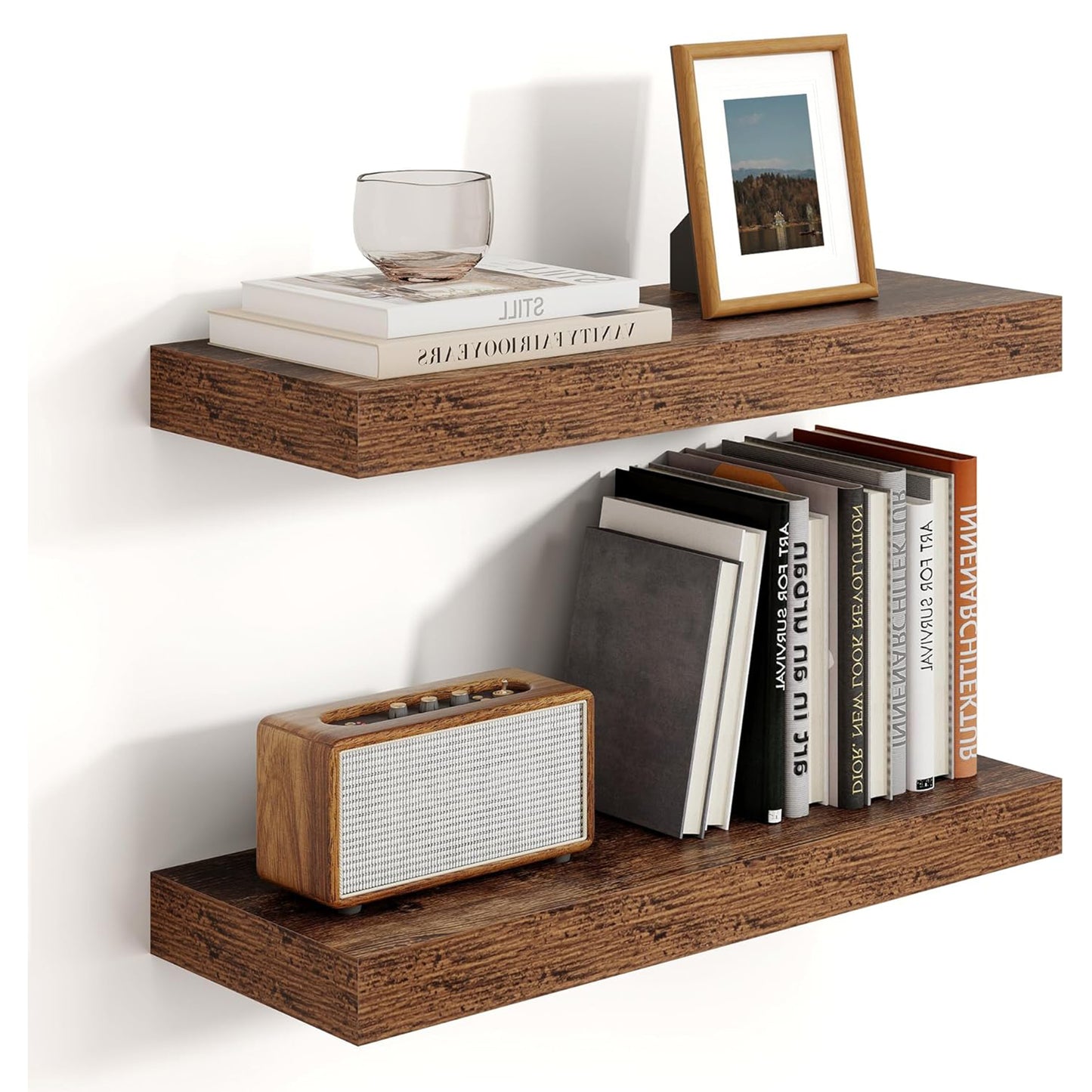 ShelfLoft 9 Inch Deep Rustic Wood Floating Shelves for Wall Storage