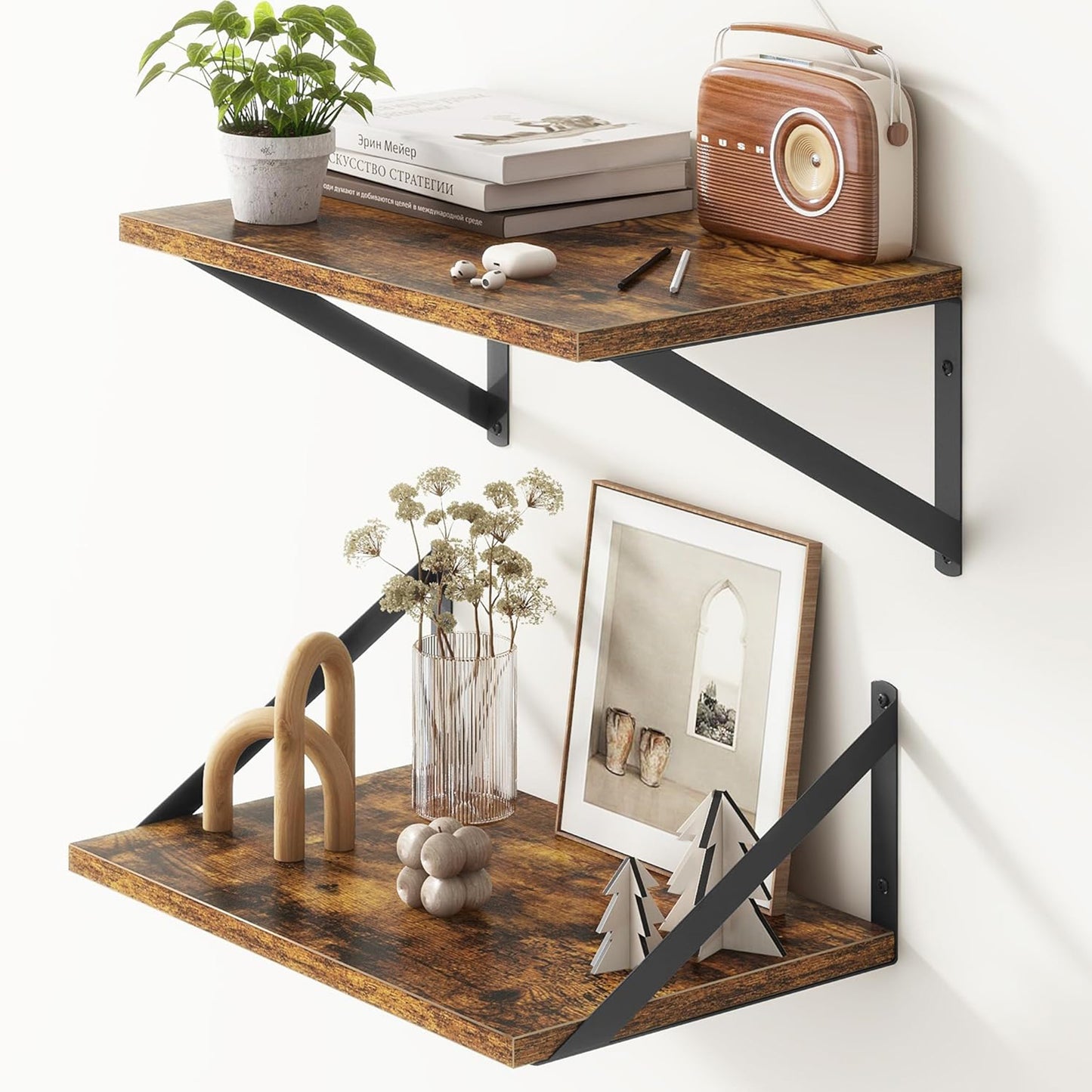 ShelfLoft 12 Inch Deep Wall Display&Storage Floating Shelves with Visible Brackets