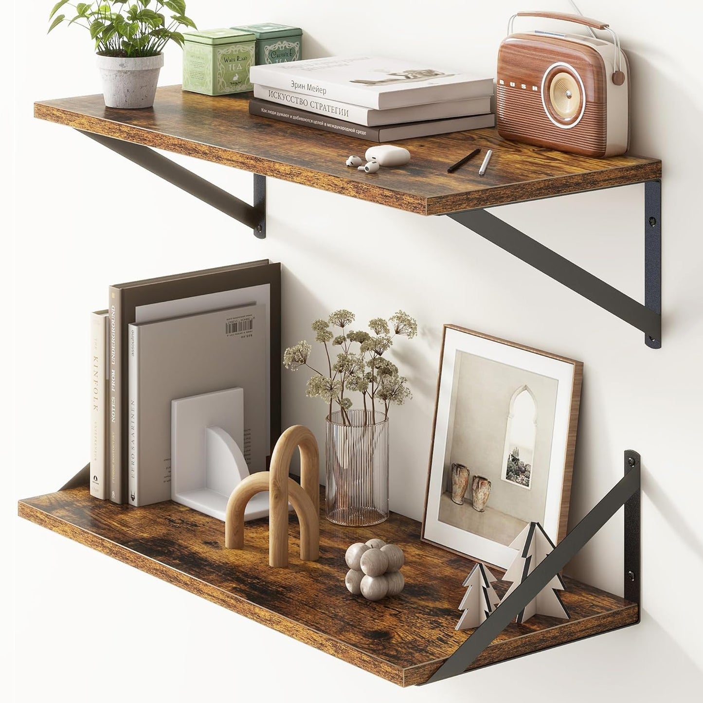 ShelfLoft 12 Inch Deep Wall Display&Storage Floating Shelves with Visible Brackets