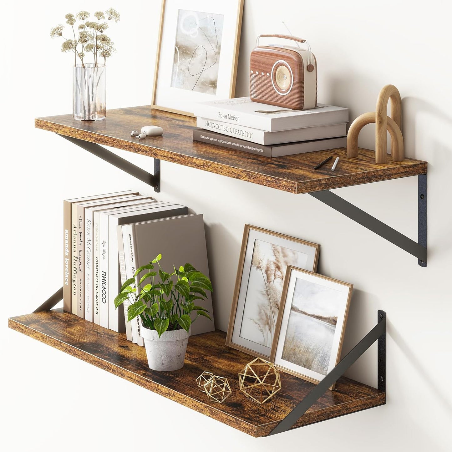 ShelfLoft 12 Inch Deep Wall Display&Storage Floating Shelves with Visible Brackets