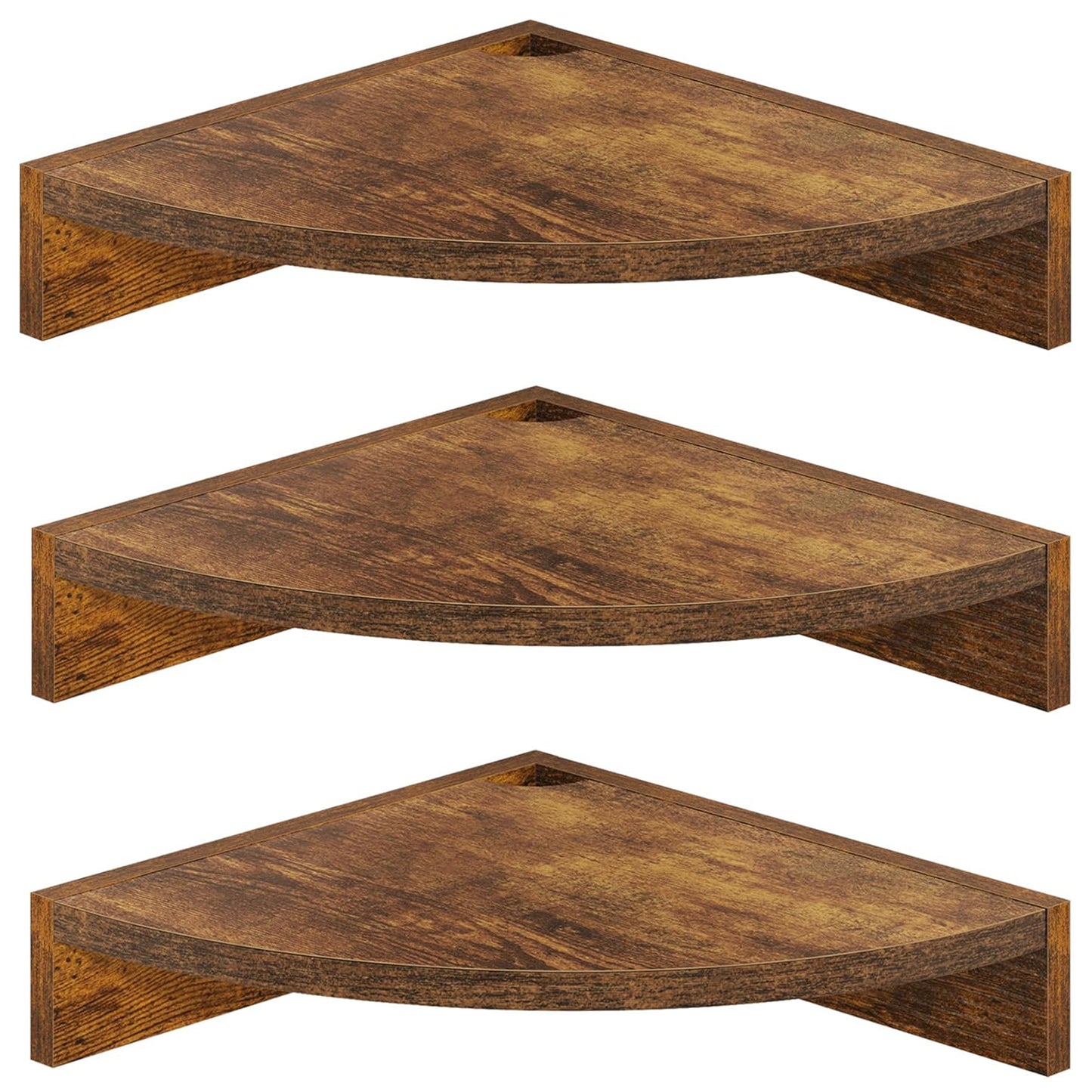 ShelfLoft 11.5 Inch Wide Wood Floating Corner Shelves,Set of 3