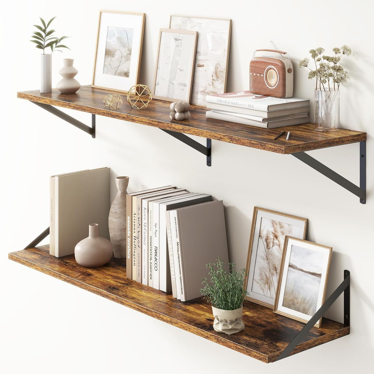 ShelfLoft 12 Inch Deep Wall Display&Storage Floating Shelves with Visible Brackets